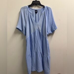 Gap Light Blue Textured Oversized Gauze Dress